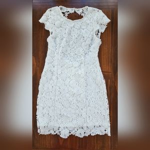 Lulus Romance Language White Backless  Lace Dress